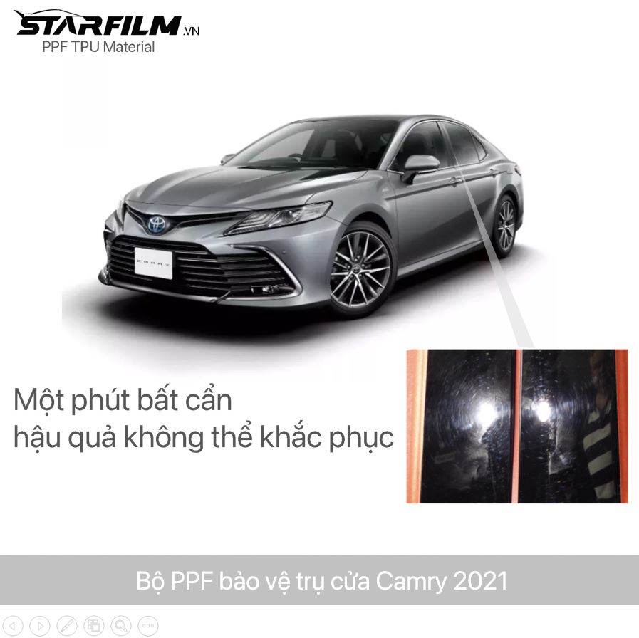 Toyota CAMRY 2021 ~ 2022 PPF TPU Trụ bóng chống xước tự hồi phục STARFILM