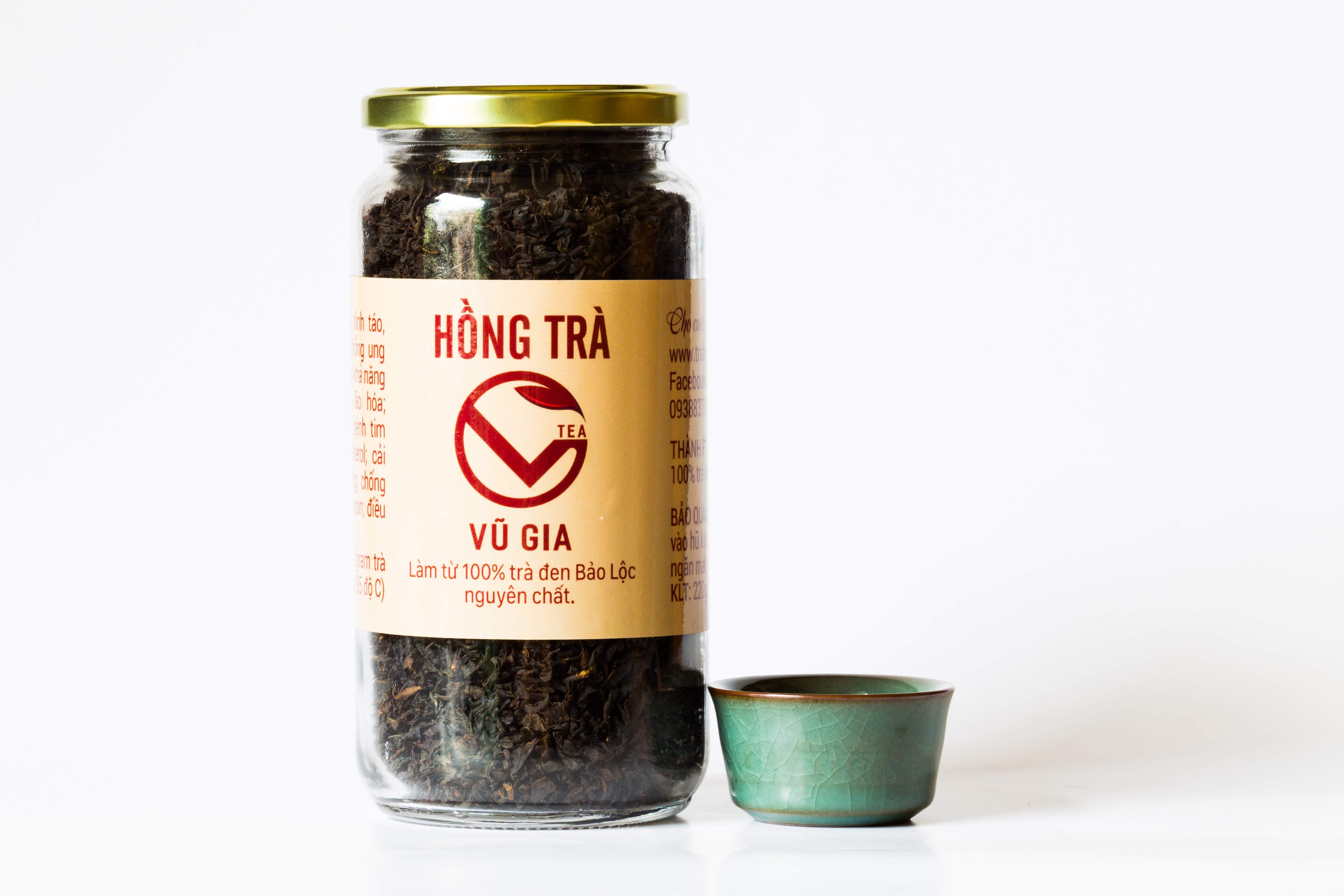 Hồng Trà Nguyên Chất Bảo Lộc Vũ Gia [200gr-hũ] + Tặng 5 Túi Lọc Đựng Trà