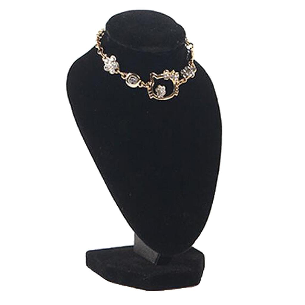 Velvet Necklace Bust Display  Pendants Chain Jewelry Rack Velvet Black