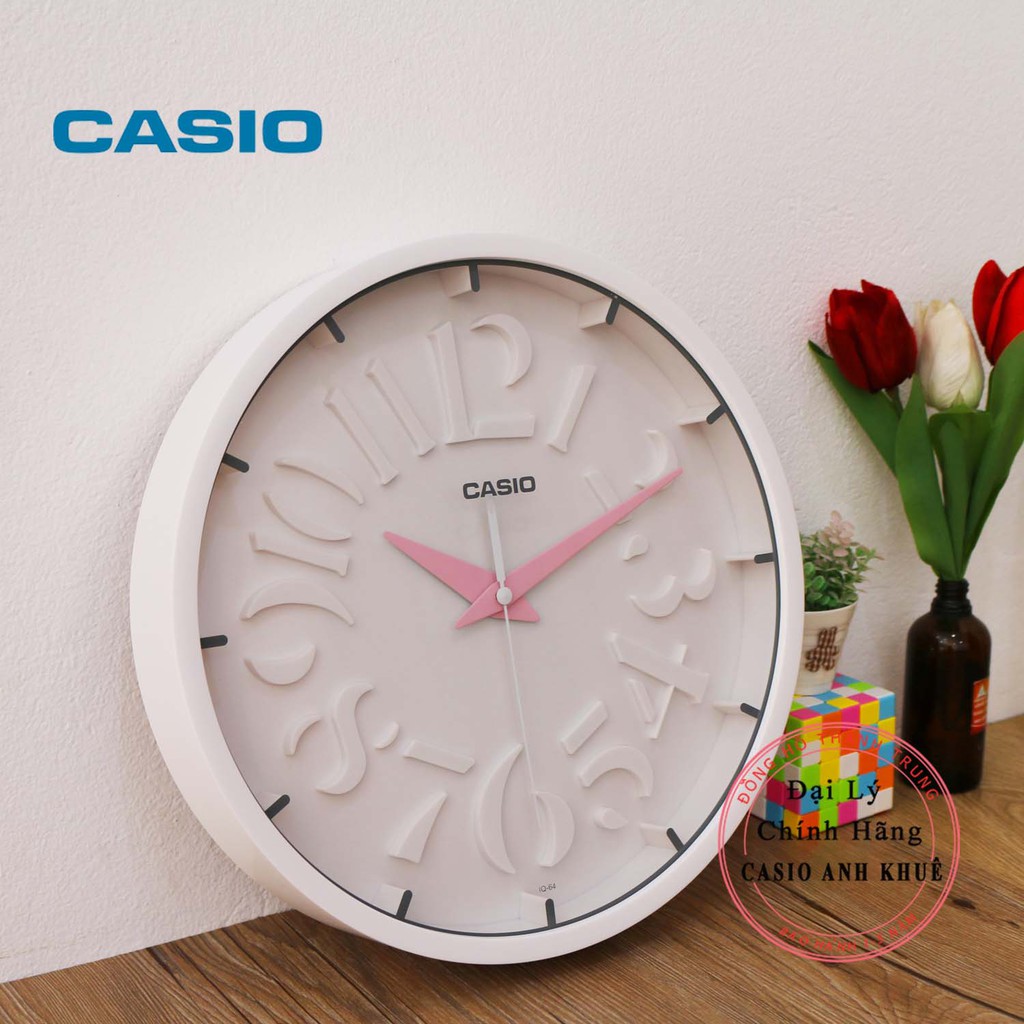 Đồng Hồ Treo Tường Phong Cách Hiện Đại Casio IQ-64-4DF Màu Trắng ( Đường Kính 30.5 cm)