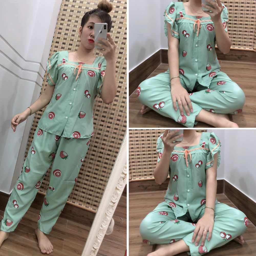 Đồ Bộ Quần Dài Vải Kate Tay Cánh Tiên