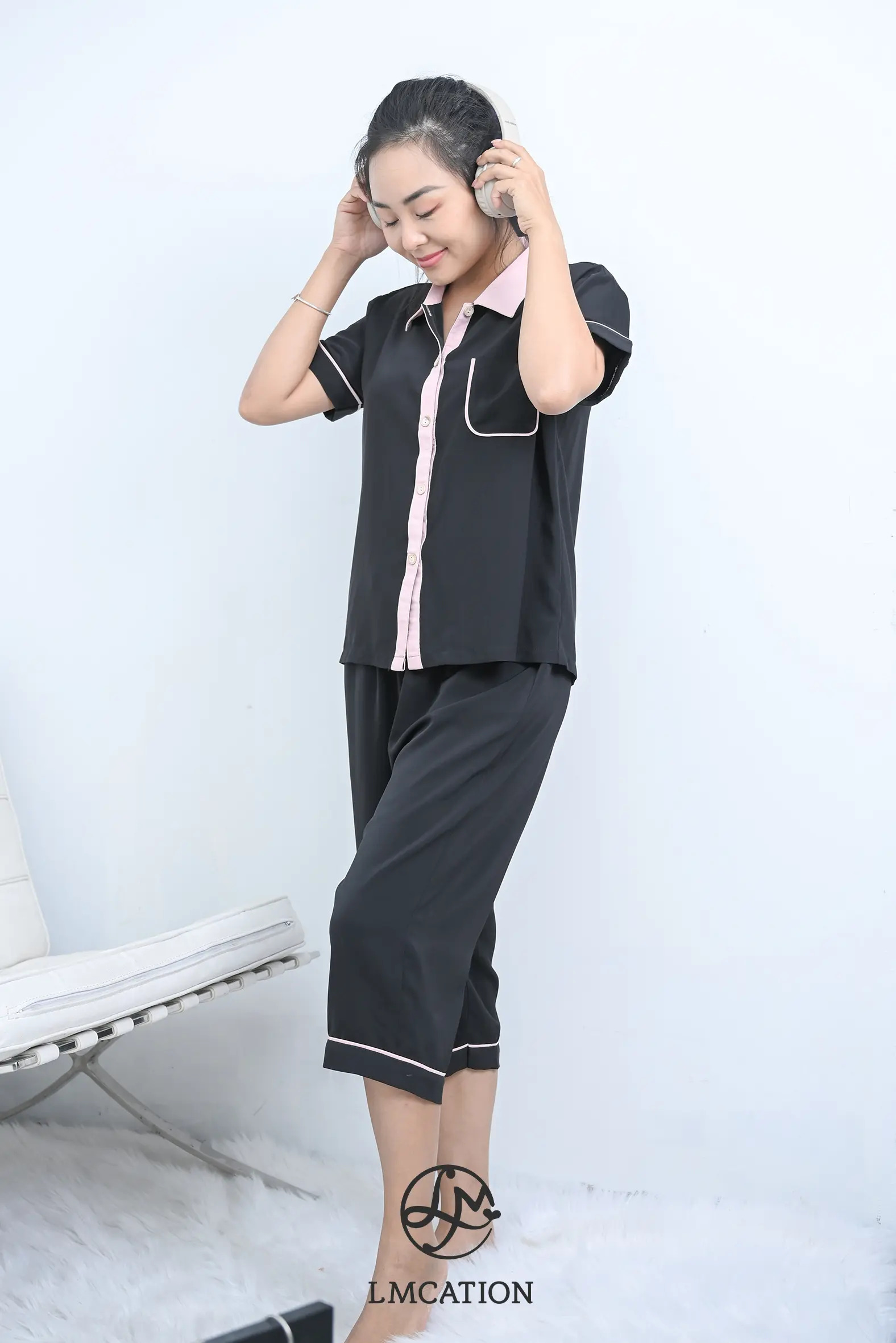 Quần lửng pijama LMcation Alia - Màu Đen