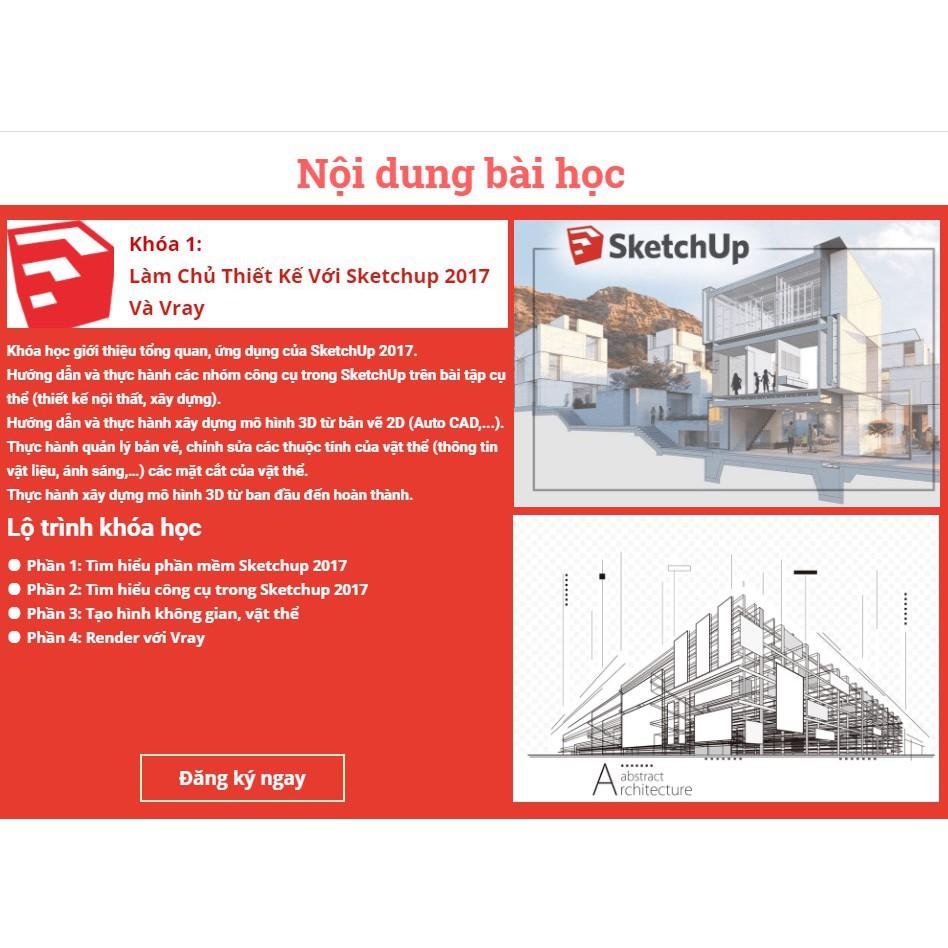 Học trọn bộ 5 công cụ thiết kế kiến trúc :Sketchup,Vray,3DS MAX,Autocad, Render Revit thành thạo