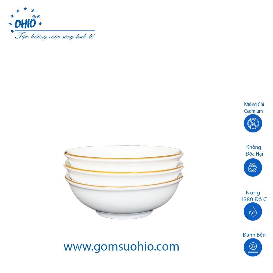 Đĩa Hến 7.7 cm Sứ Trắng Viền Kim OHIO