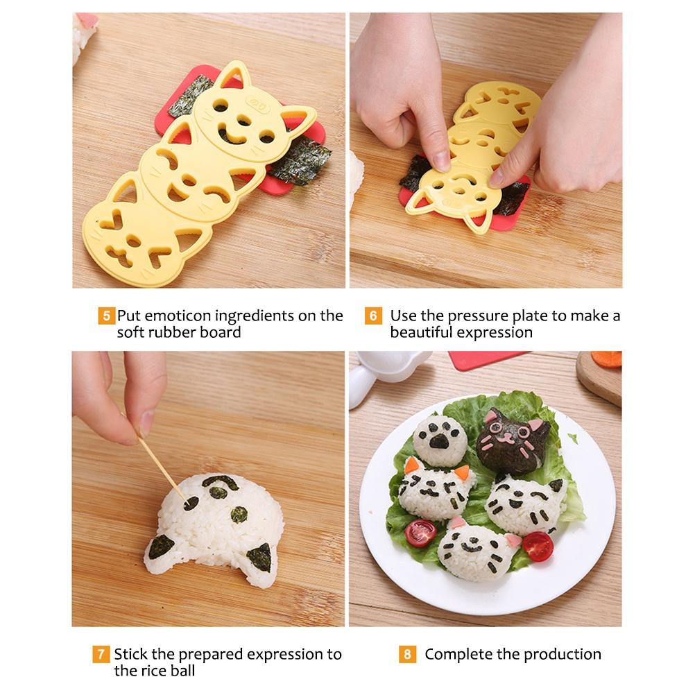 DIY Rice Ball Mold Set Sushi Maker Cat Shaped Food Ball Mold Sushi Making Tray Kitchen Tools ELEN