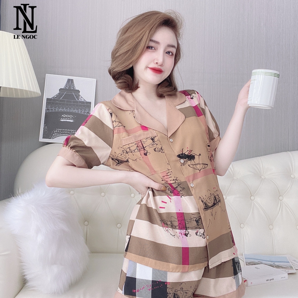 Bộ pijama nữ cộc tay quần đùi chất liệu lụa 100D loại 1 cao cấp, bộ đồ ngủ nữ hot trend hoạ tiết da beo CC07