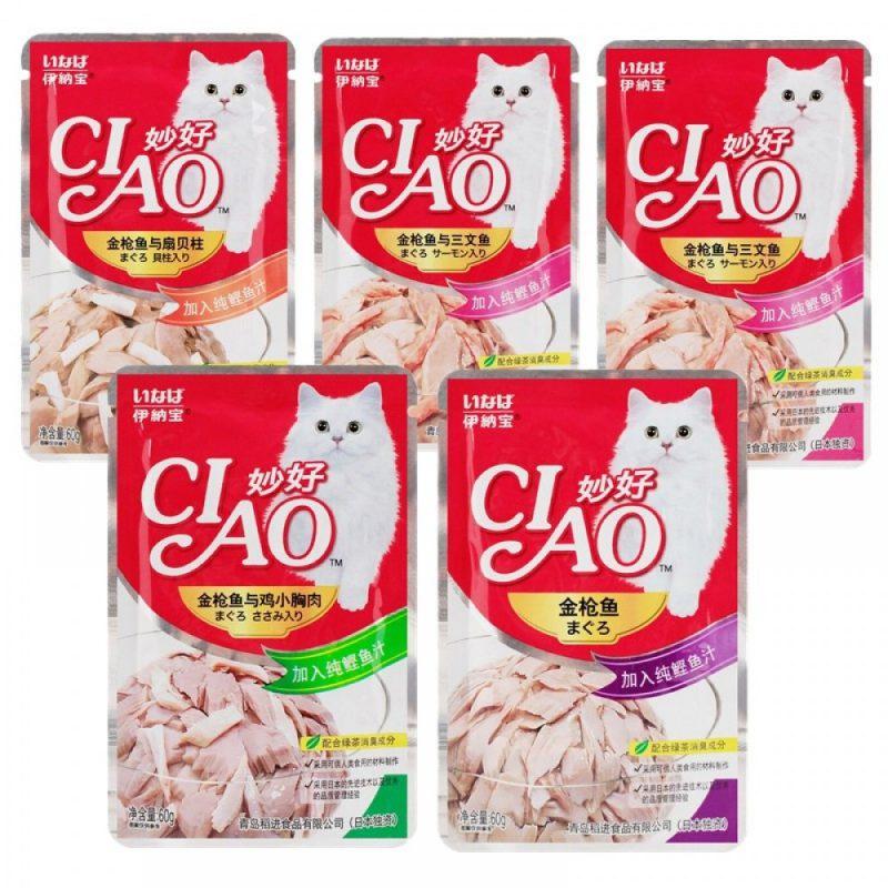 Pate cho mèo Ciao đủ vị, Pate Ciao cho mèo túi 60gr ,Nhiều Vị Thơm Ngon