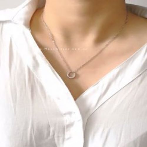 Dây chuyền bạc vòng tròn đính đá