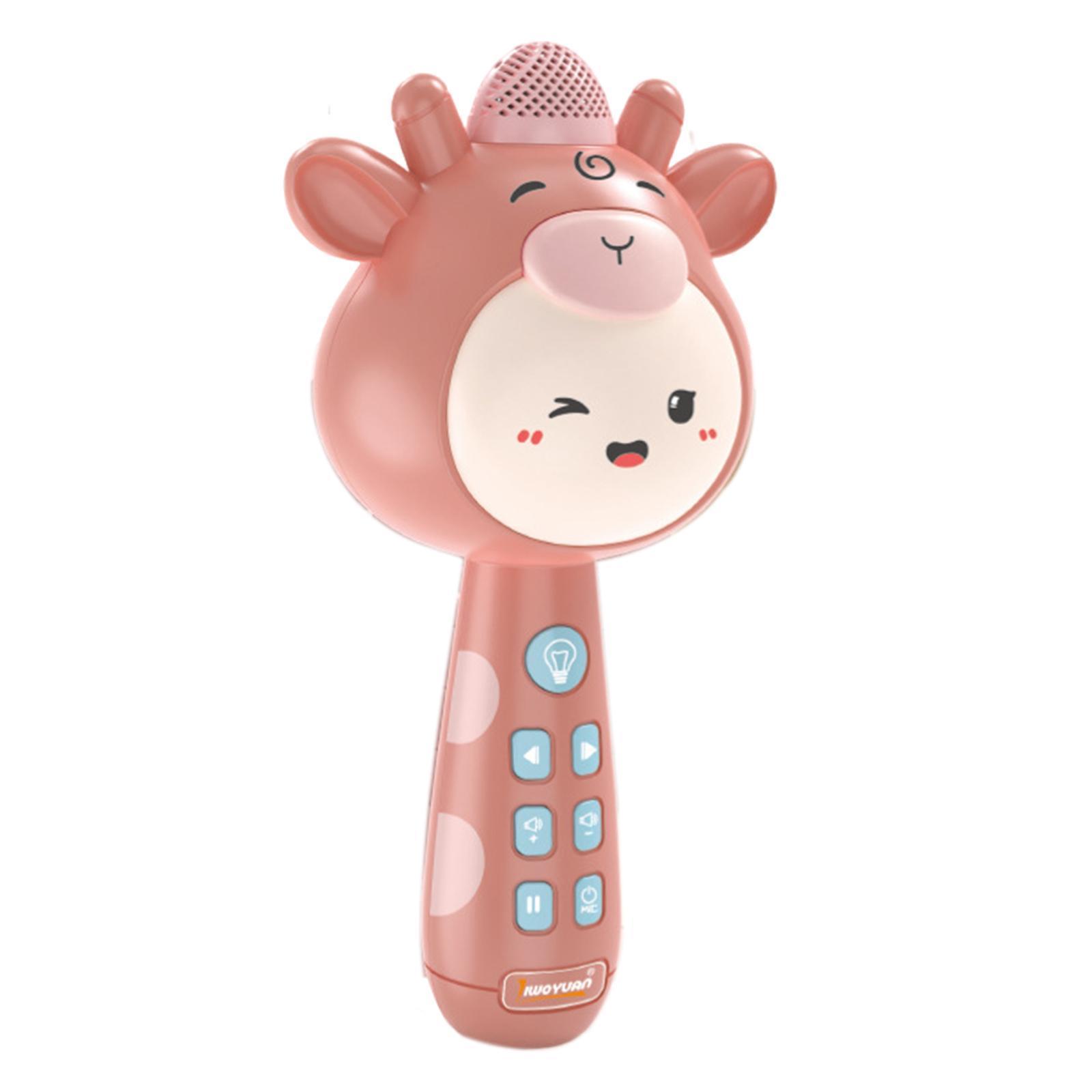 Portable Wireless Bluetooth Karaoke Pause to Continue Change Sound for Kids pink