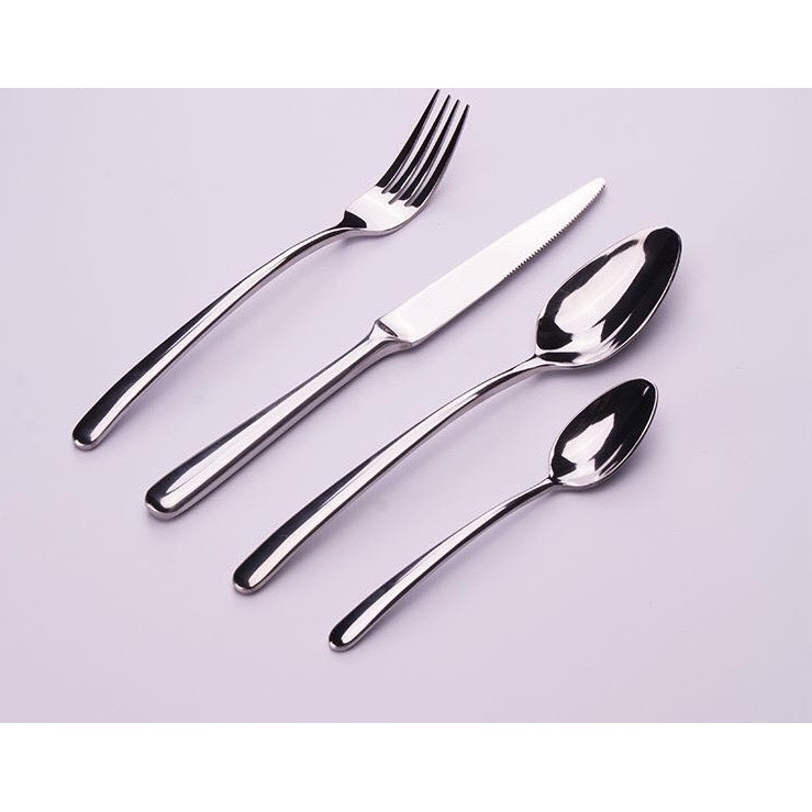 Sét 4 Dao - Muỗng - Nĩa Cán Cong Inox #304 - Thép Không Gỉ