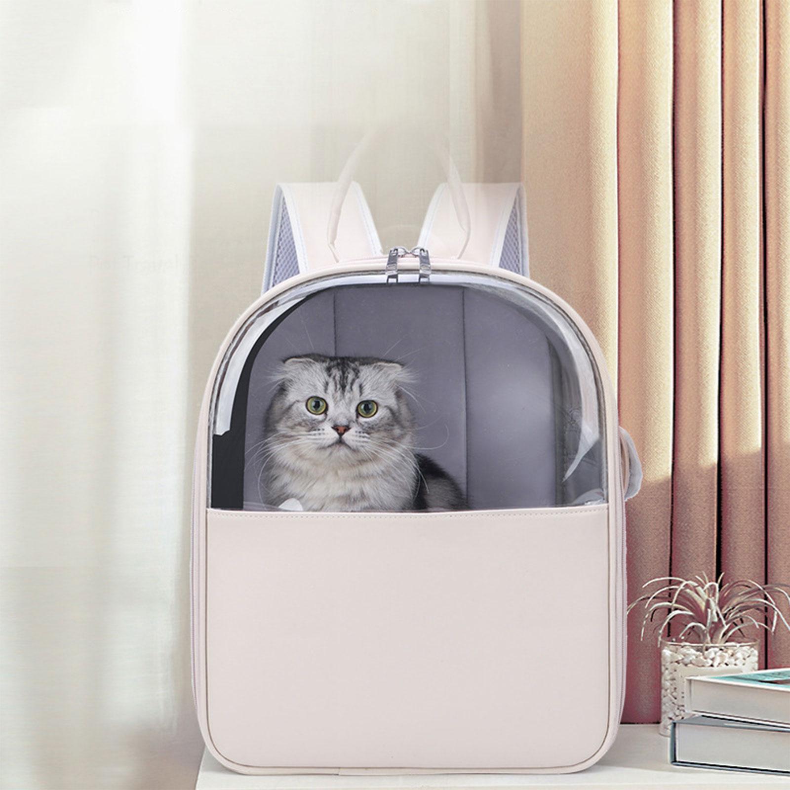 Portable Cat Backpack Transparent Pet Puppy Carrier Bag for Travel Hiking