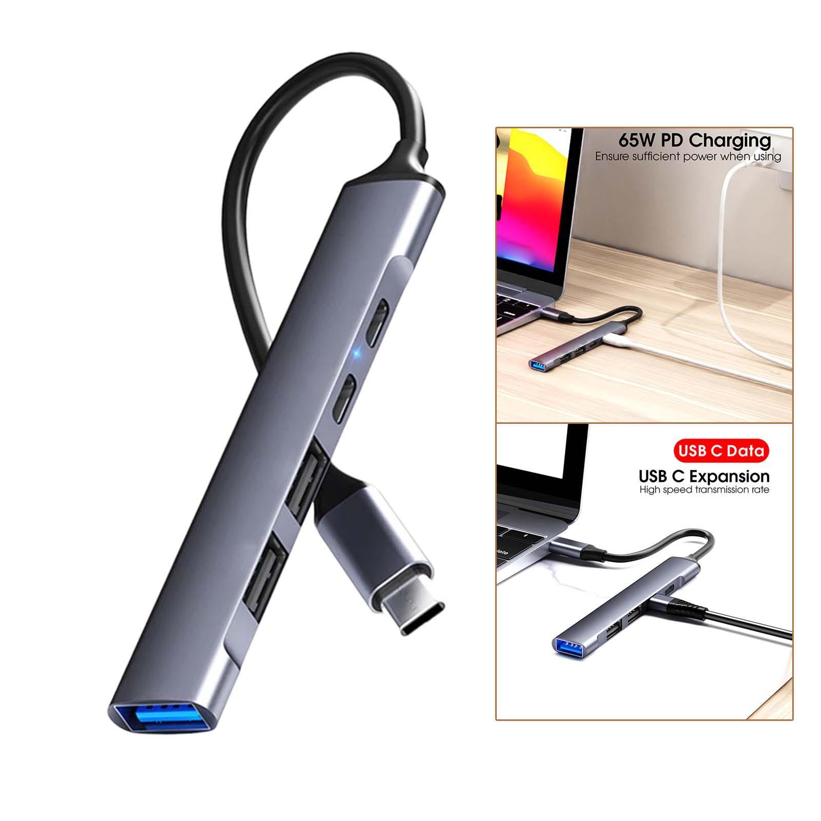 5 in 1 USB Type Hub, 1 USB 3.0 5Gbps Data Transfer PD Fast Charging 2 USB2.0 Ports Compact Splitter Docking Station, for Type C Devices.