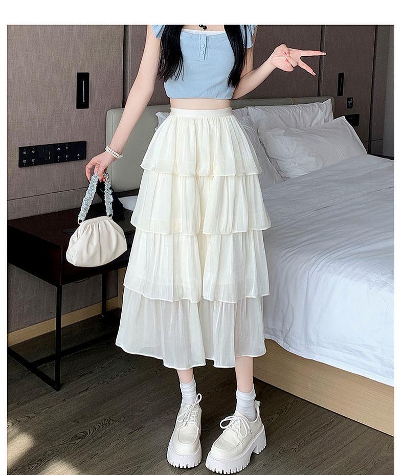 CHENGRUI Váy nửa người, váy nửa người, váy mỏng mùa hè, váy bồng chữ A, váy dài 150 x.