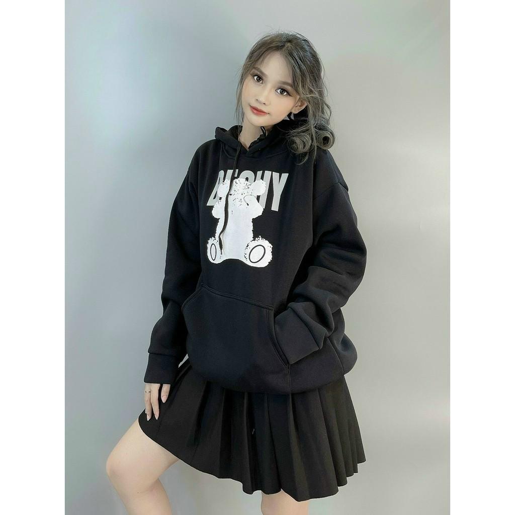 Áo Khoác Hoodie Nỉ Bear Bechy Form rộng Unisex Nam Nữ Couple đều mặc được