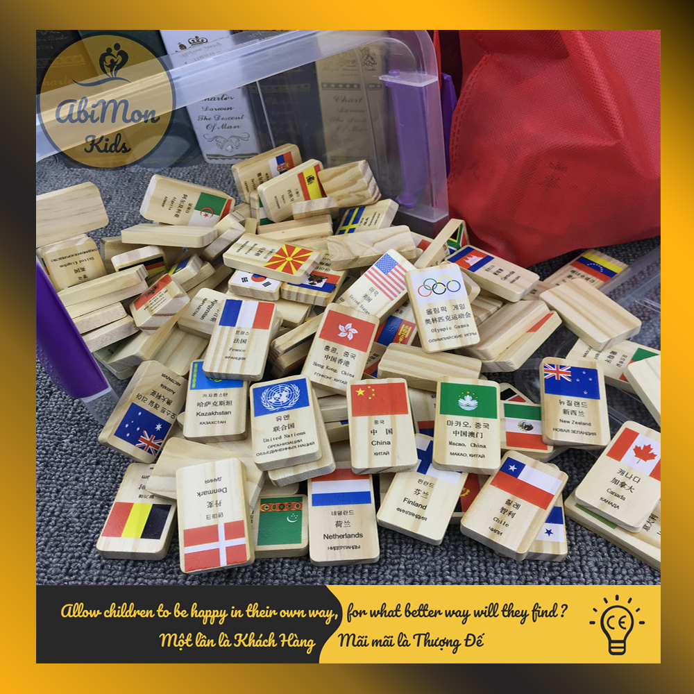 Domino Gỗ Cờ Các Quốc Gia  || Montessori cao cấp || Đồ chơi Gỗ - Giáo dục - An toàn - Thông minh