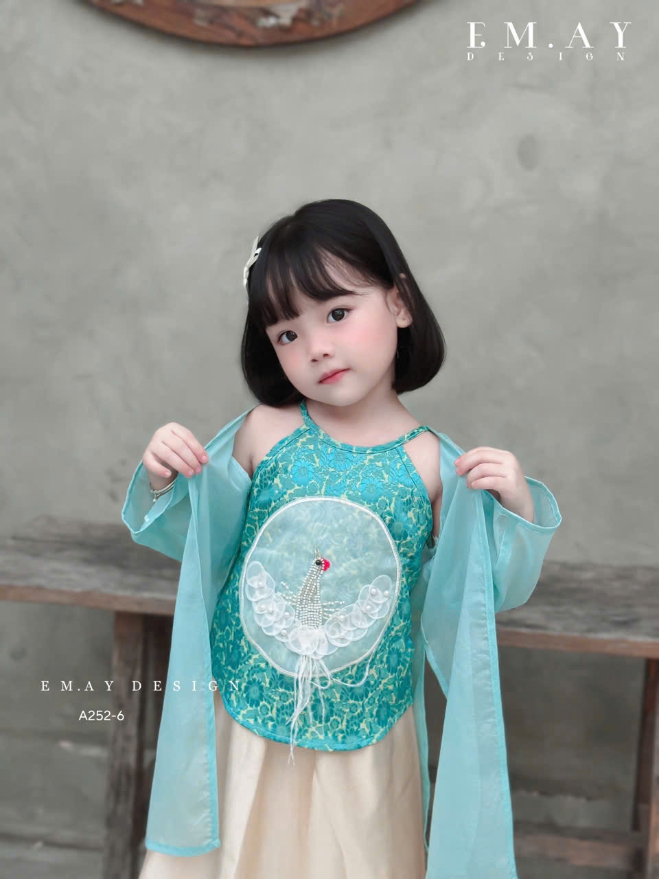 Bộ đầm váy tứ thân cô tấm cho bé gái diện lễ tết noel giáng sinh năm mới dễ thương từ 10-35kg vải gấm lụa mát