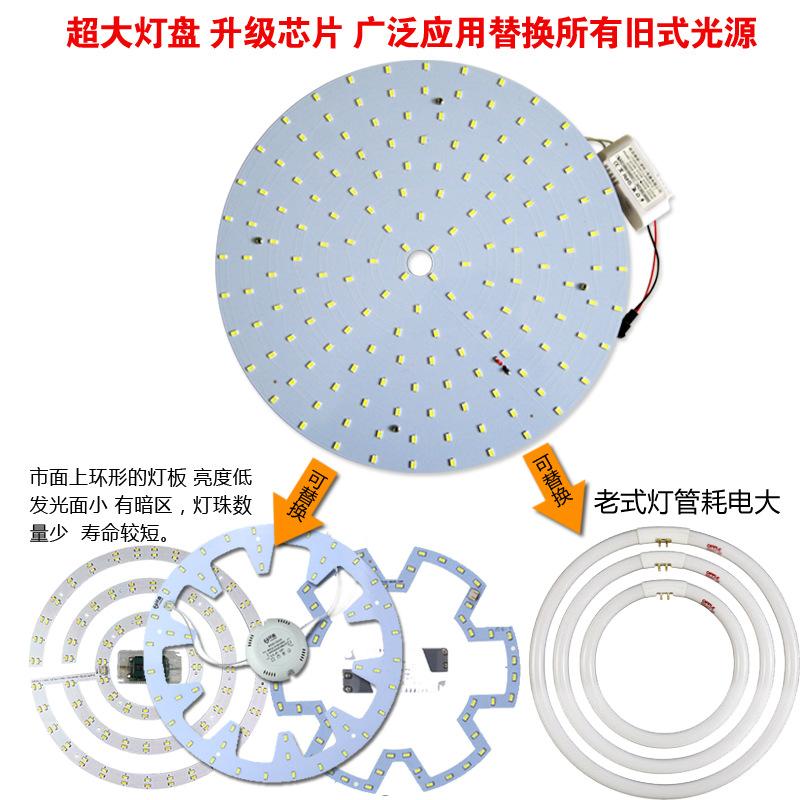 Phong cách mới nhất đèn trần led trang bị thêm đèn bảng đèn tấm bấc đèn tròn bảng điều khiển đèn ống sửa đổi bộ điều chỉnh độ sáng ba màu có điều khiển từ xa