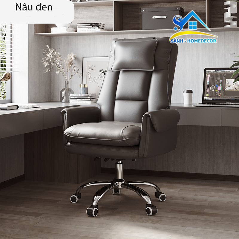 Ghế trưởng phòng da PU cao cấp GTP017, ghế văn phòng, ghế giám đốc ngả lưng nệm có bánh xe cao cấp Sành - Home decor