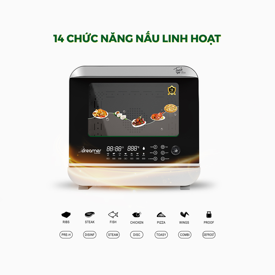 Nồi Chiên Không Dầu Hấp Hơi Nước 18L Dreamer DKA-SAF118W - Hàng chính hãng