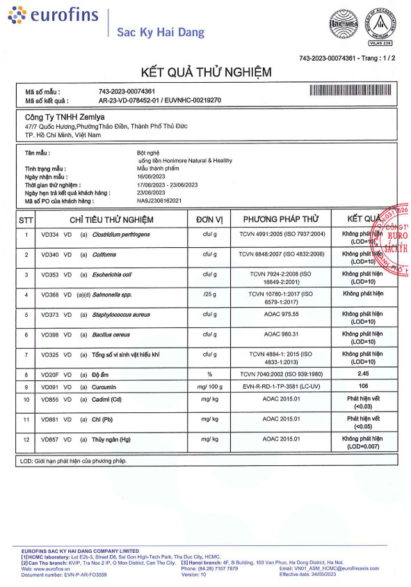 Bột nghệ uống liền 160g Honimore 3 trong 1 - 10 gói Thơm ngon, dễ uống