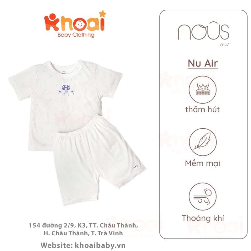 Bộ cài vai cộc Nous trắng hình cây nấm - Chất liệu Nu Air 95% cotton thiên nhiên