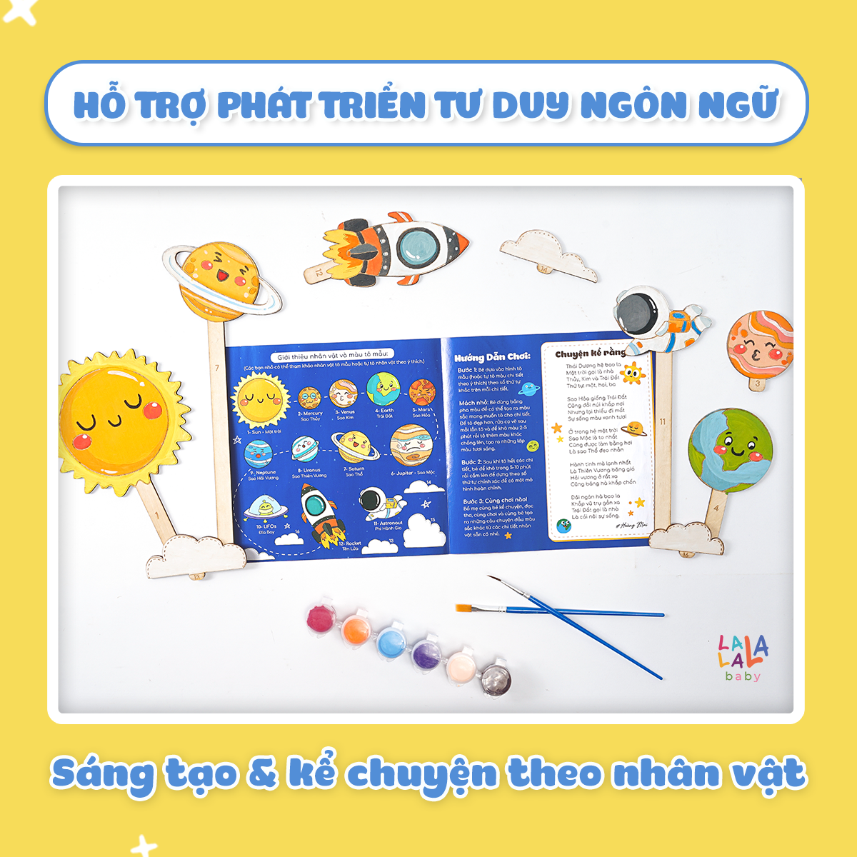 Đồ Chơi Tranh Gỗ Tô Màu Kèm Màu Nước, Cọ và Truyện Kể I Paint I Play! - Lalala Baby (Cho Bé Từ 3 Tuổi)