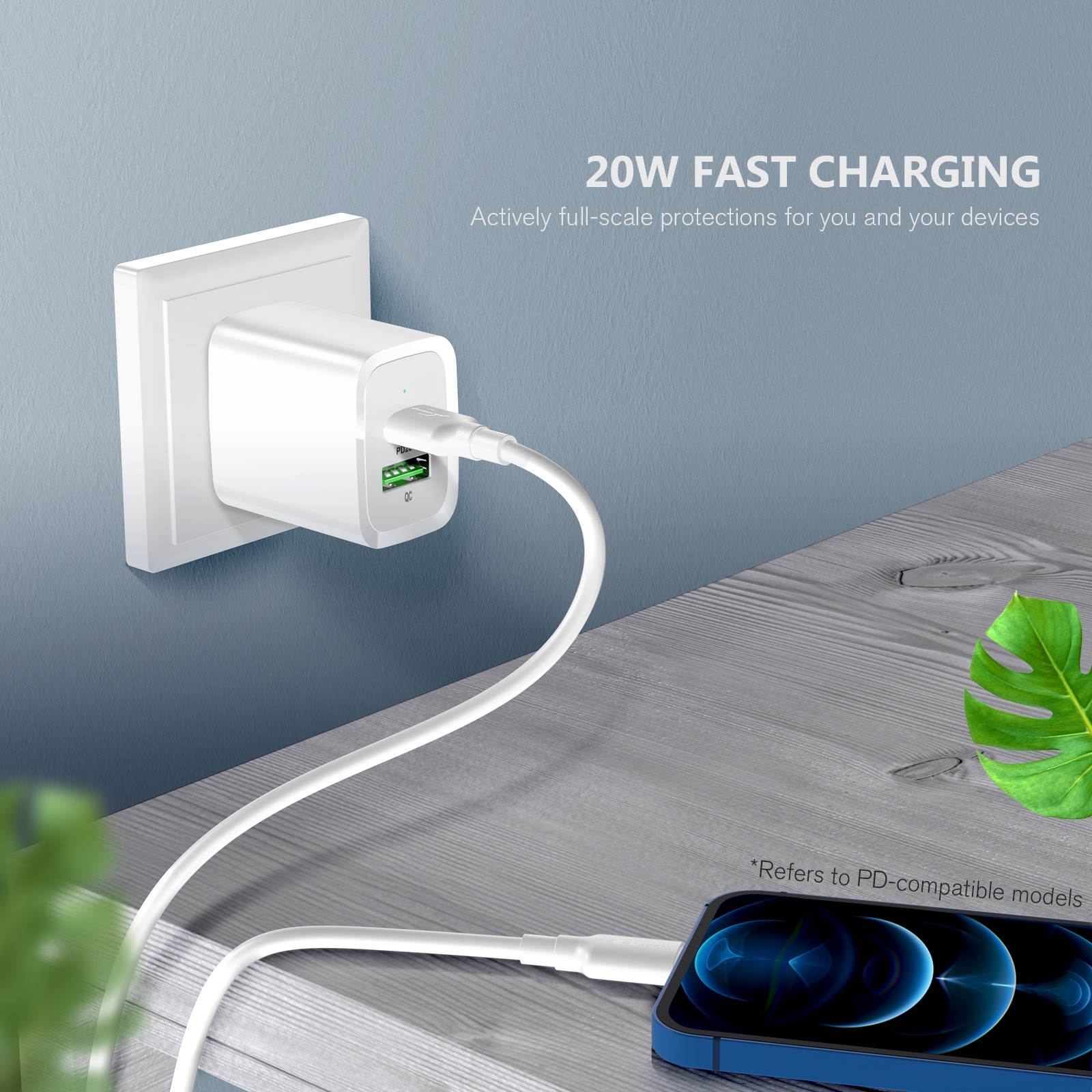Củ Sạc Nhanh 20W/40W (PD Type-C / USB QC 3.0) Tiện Lợi Cho Iphone /Ipad/Samsung/Oppo...- Hàng Nhập Khẩu - Củ 2 Cổng : PD + USB Quick Charge 3.0