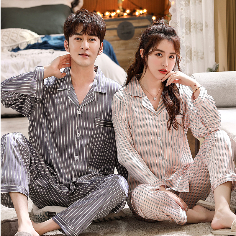 Đồ bộ Pyjama mặc nhà Nữ chất liệu phi bóng rũ mềm mại, sọc trẻ trung -88217