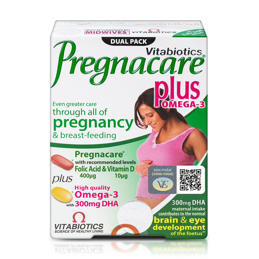Viên bổ sung vitamin và khoáng chất Vitabiotics Pregnacare Plus Omega 3 tăng cường sức khỏe cho phụ nữ mang thai và cho con bú (Hộp 56 viên)