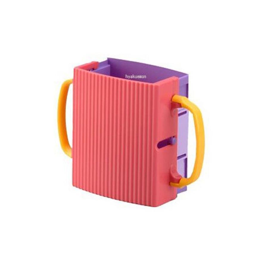 Combo Giá đựng hộp sữa có quai màu hồng + Khay ăn chia 3 ngăn có kèm khay để cốc, thìa dĩa - Nội Địa Nhật Bản
