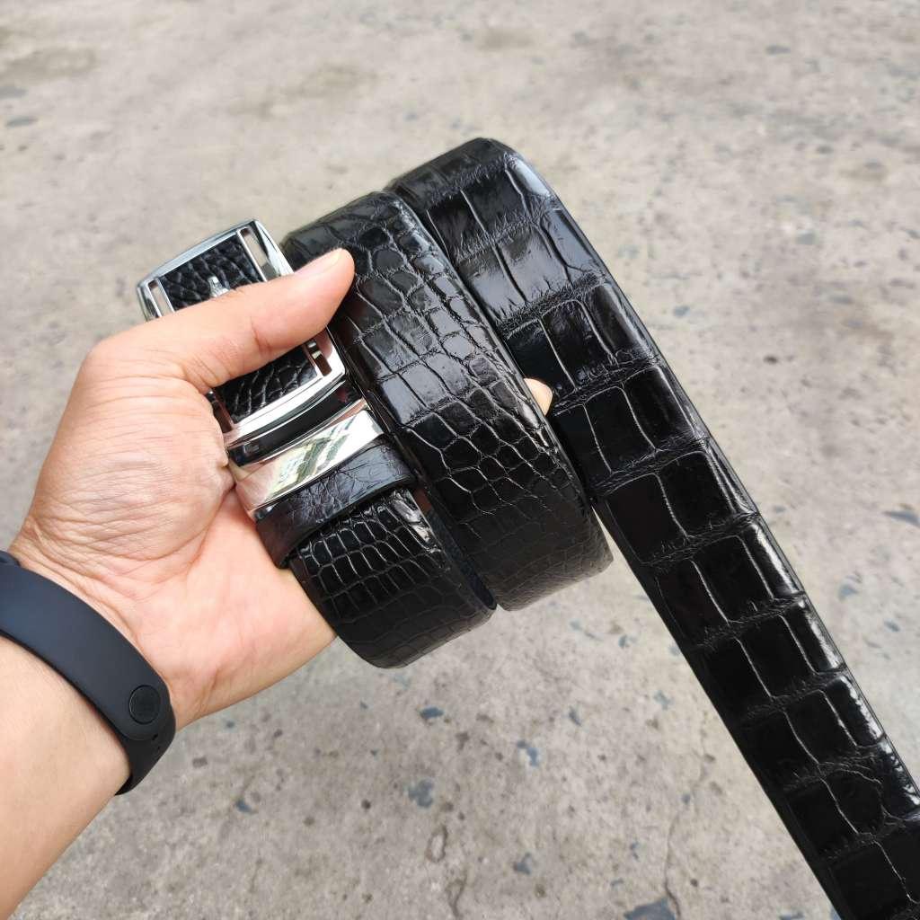 Dây lưng da cá sấu BẢN LỚN phù hợp bụng bia. Da bụng có vân đẹp linh hoạt!