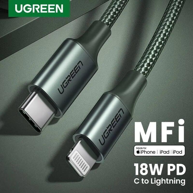 Ugreen UG80564US304TK 1M màu xanh đen cáp chuyển usb type c ra apple lightning dây dù hỗ trợ sạc nhanh PD - HÀNG CHÍNH HÃNG