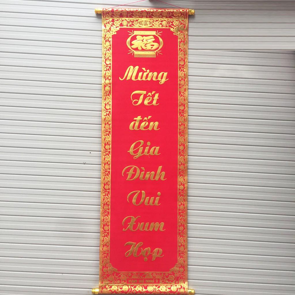 Bộ đôi câu đối đỏ chữ vàng dài 1m trang trí Tết