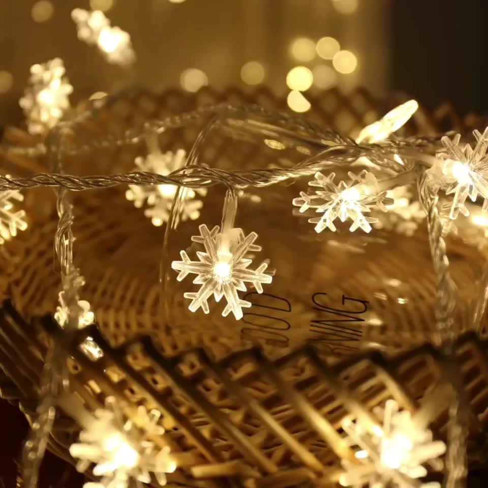 Dây Đèn Led Hình Bông Tuyết Xinh Xắn Trang Trí Giáng Sinh Ánh Sáng Lung Linh Ấm Áp