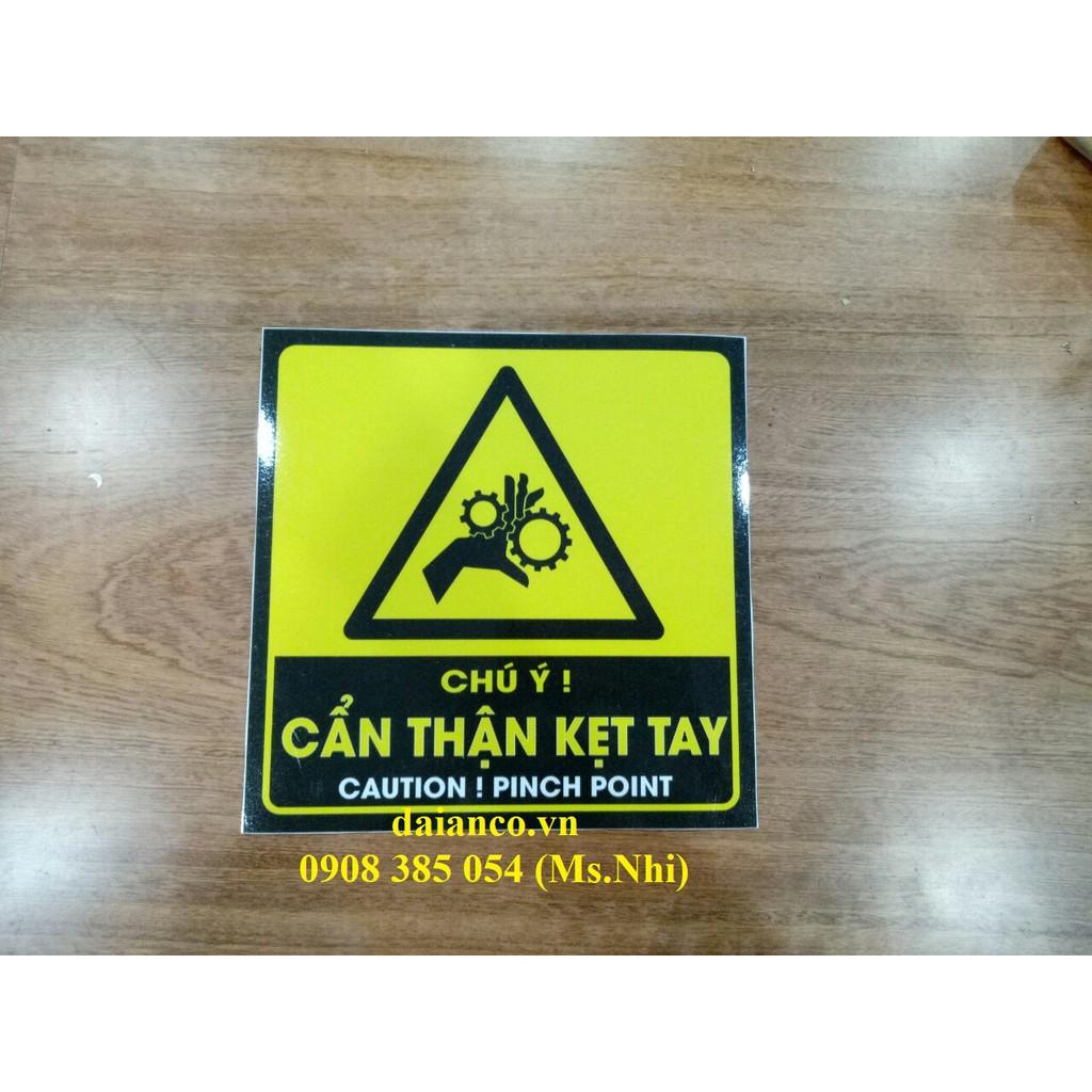 KHUYẾN MÃI Combo 3 tấm decal dán nội dung cần thận kẹt tay''- KT 20x20cm- Hình thật, hàng sẵn