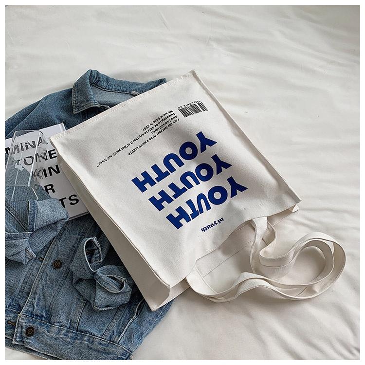 Túi Tote Túi Vải Canvas Hàng Quảng Châu Loại 1 In Chữ YOUTH