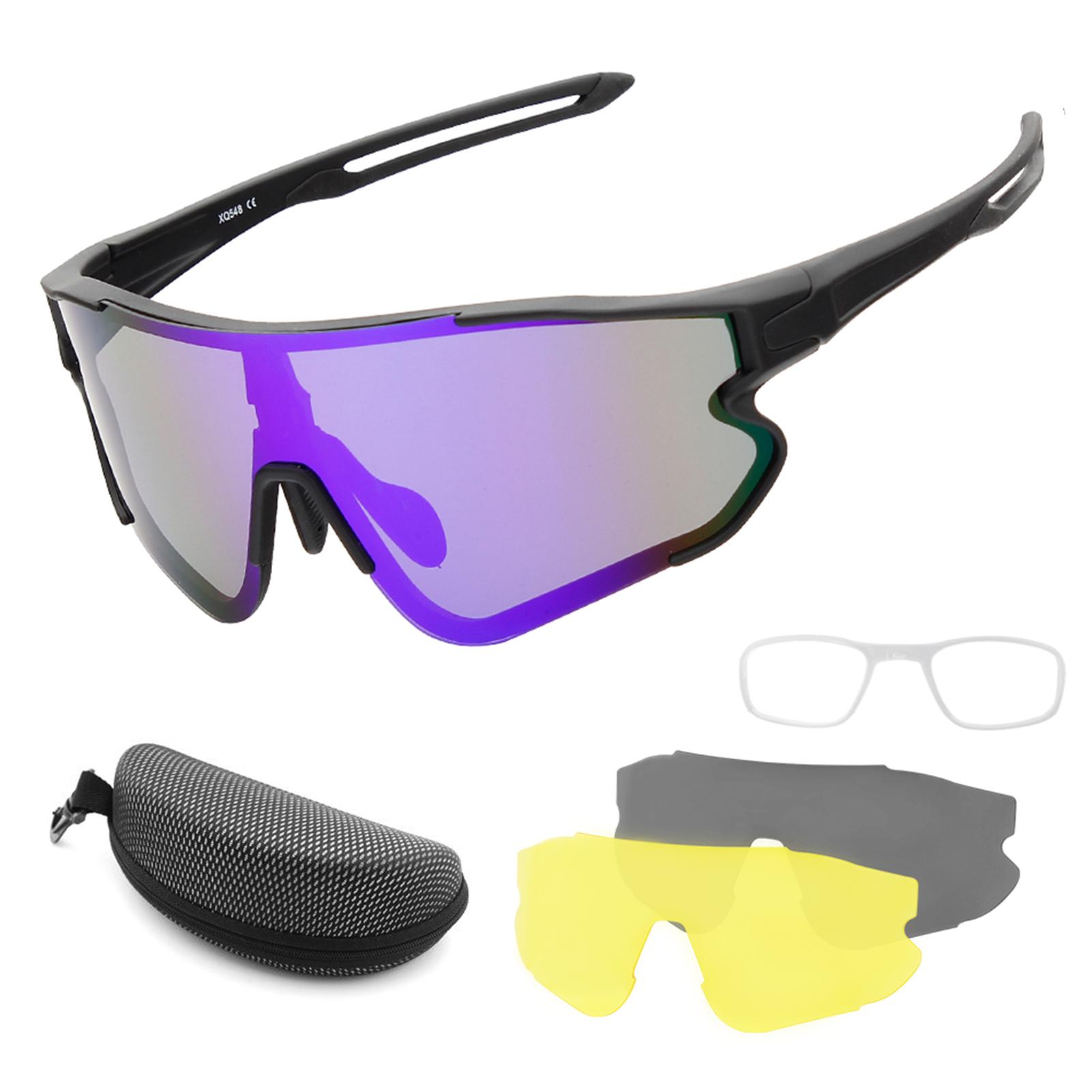 Kính đi xe đạp với 2 kính dự phòng UV400 Kính râm thể thao MTB Kính đi xe đạp đường trường dành cho nam giới, nữ Chạy bộ Lái xe Câu cá