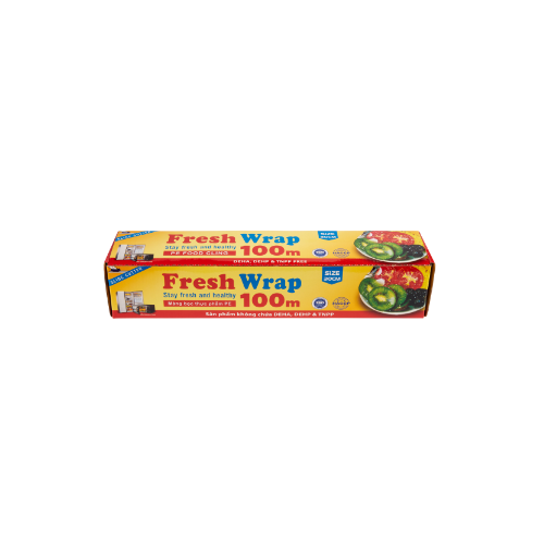 Màng bọc thực phẩm Fresh Wrap 30cm x 100m - Lõi nhỏ nhựa PE không chứa chất phụ gia dùng được cho lò vi sóng