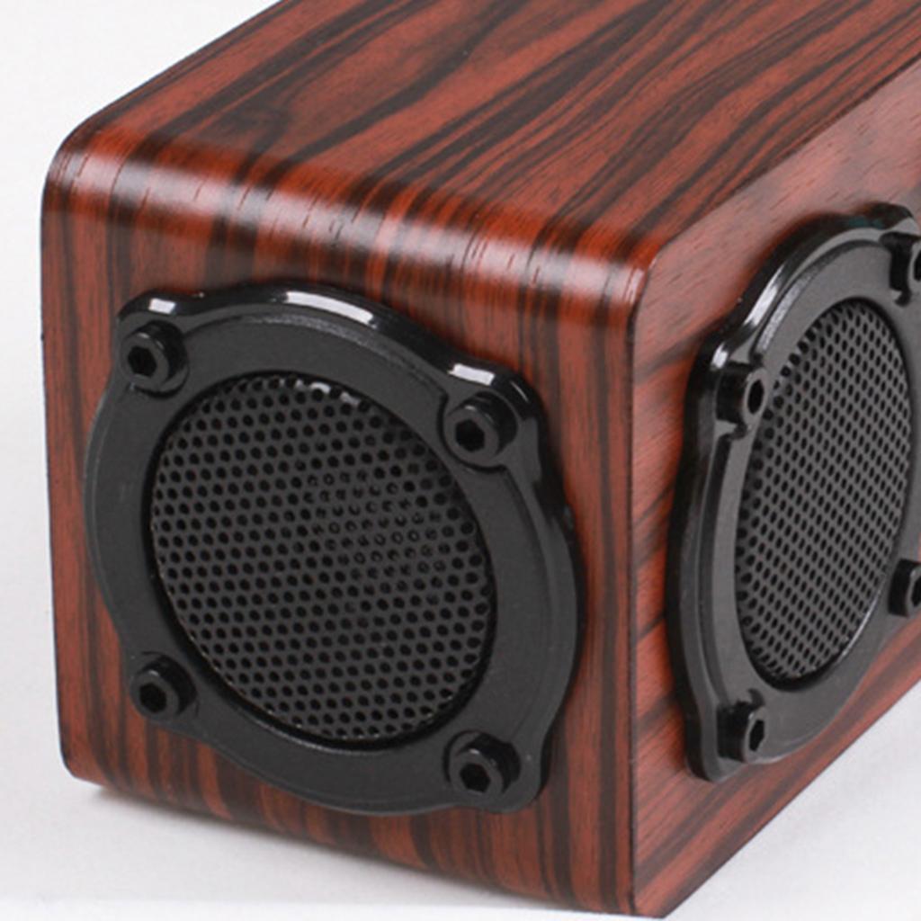 FM Stereo Radio Hi-Fi 3D Loud Bluetooth Speaker Wireless Wooden Super