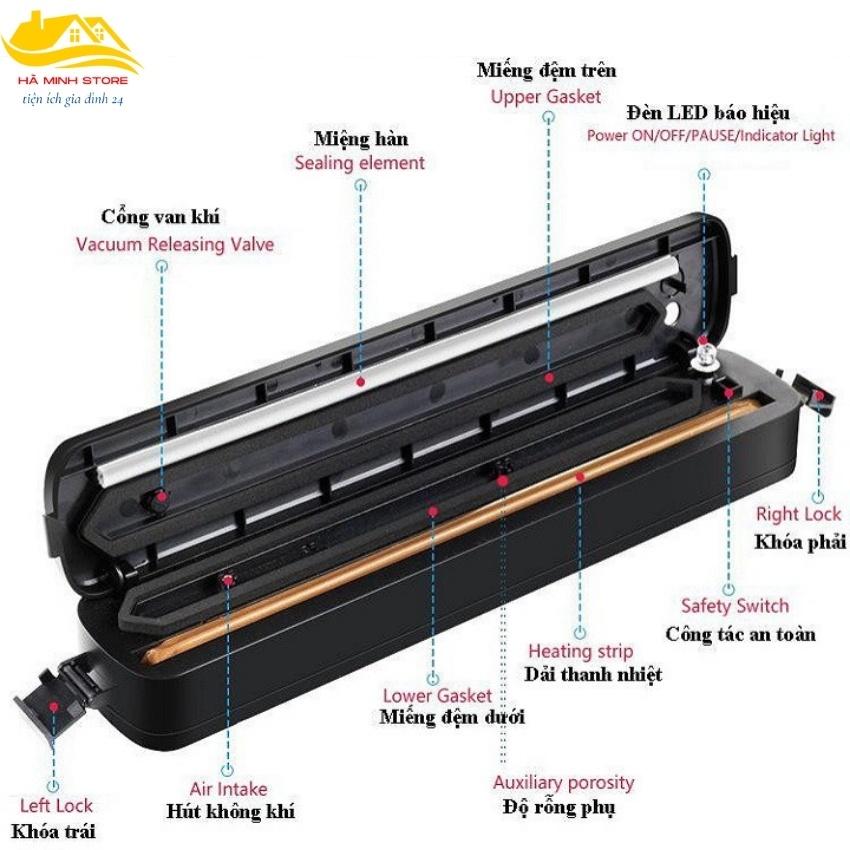 Máy Hút Chân Không Thực Phẩm, Kèm Hàn Miệng Túi Vacuum Sealer, Máy Hút Chân Không Gia Đình, Hút Chân Không