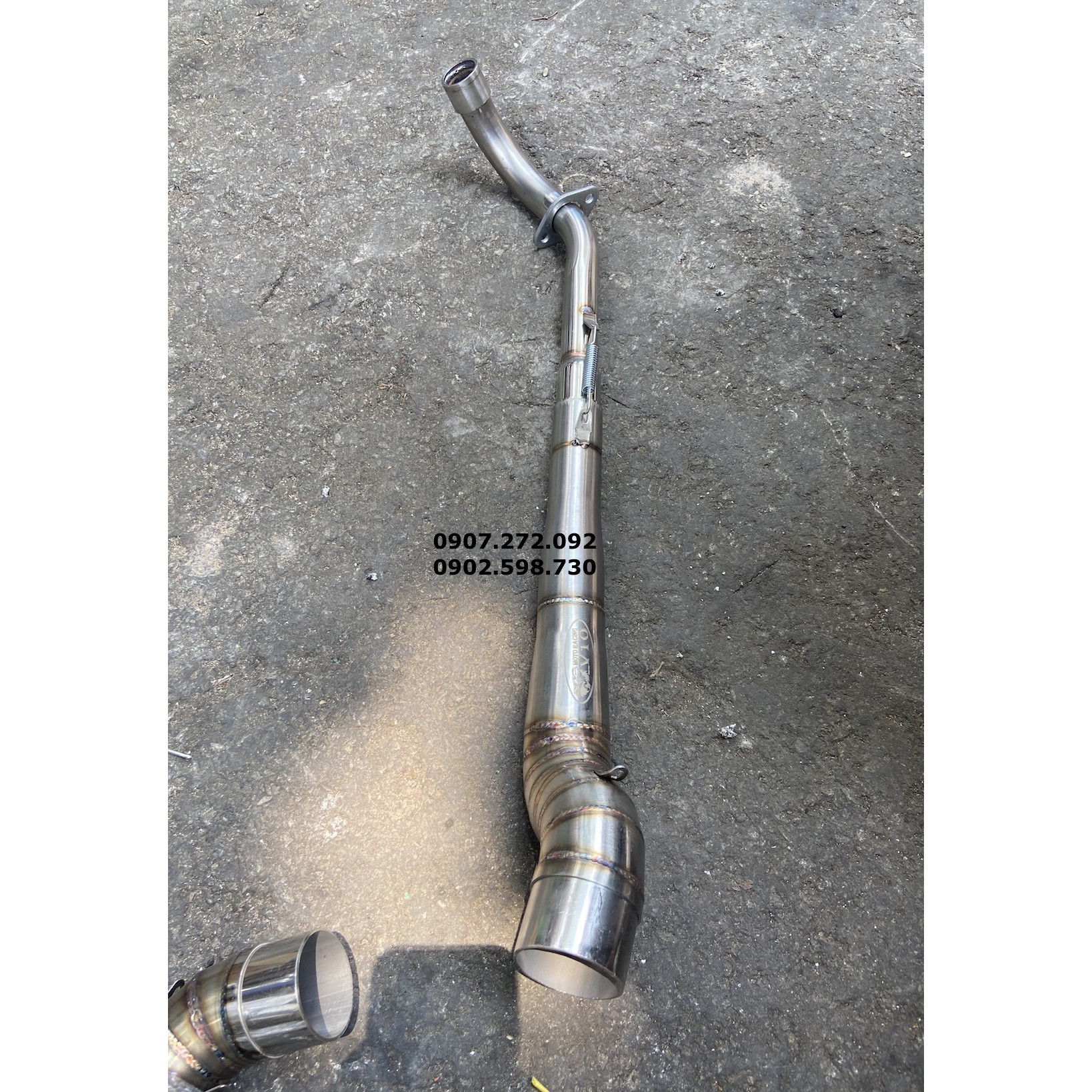 Cổ pô inox 2 khúc gắn pô lon 27x51 dành cho sirius Xăng cơ
