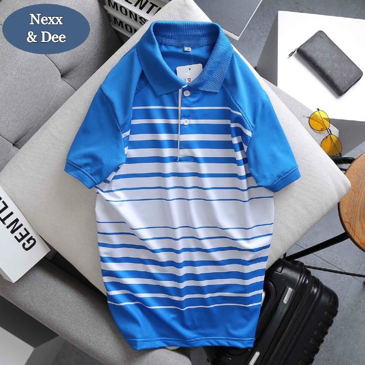 Áo thun polo nam sọc ngang cá sấu có cổ bẻ Nexx & Dee trung niên vải thun lạnh cao cấp ND001
