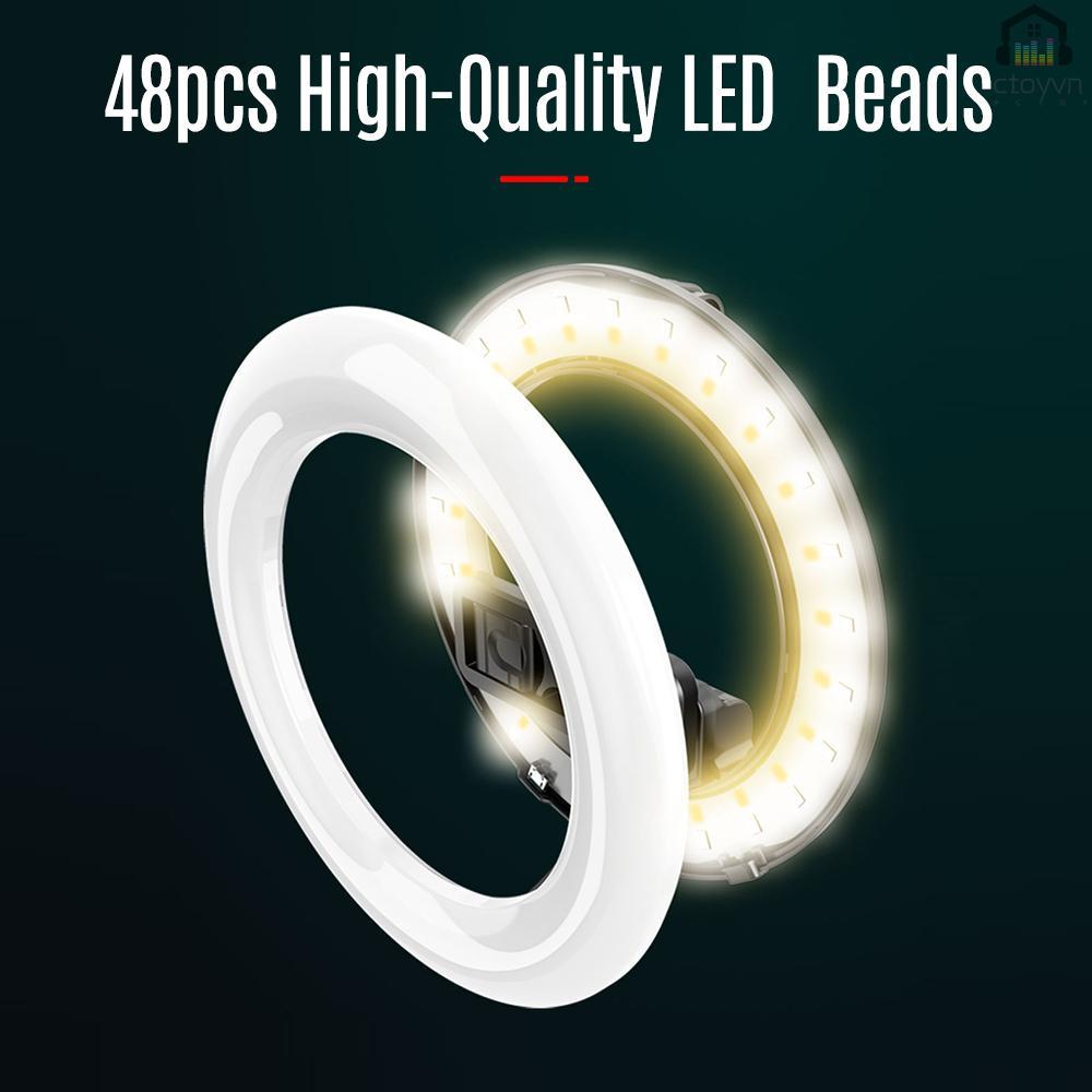 Vòng đèn LED 3 chế độ mini 6 inch có thể điều chỉnh độ sáng kèm gậy ba chân hỗ trợ trang điểm trực tuyến