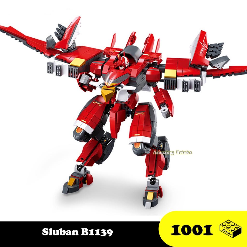 Đồ chơi Lắp ráp Mecha Phượng Hoàng lửa, Sluban B1139 Hurricane, Xếp hình thông minh, Mô hình robot