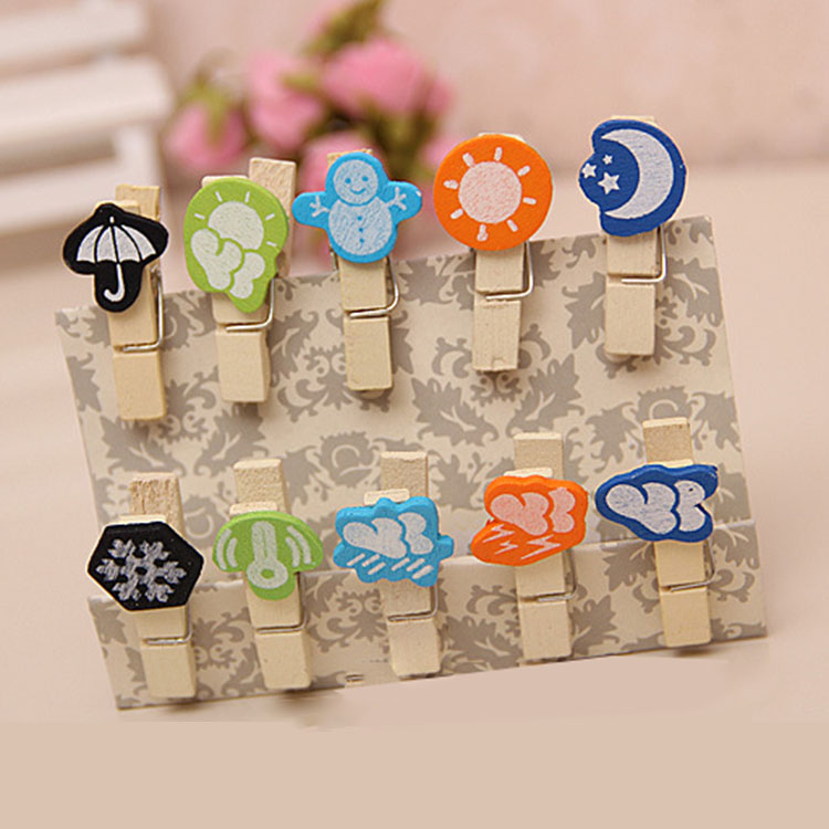 Set 10 Cái Kẹp Gỗ Sơn Design Pub hình Thời tiết