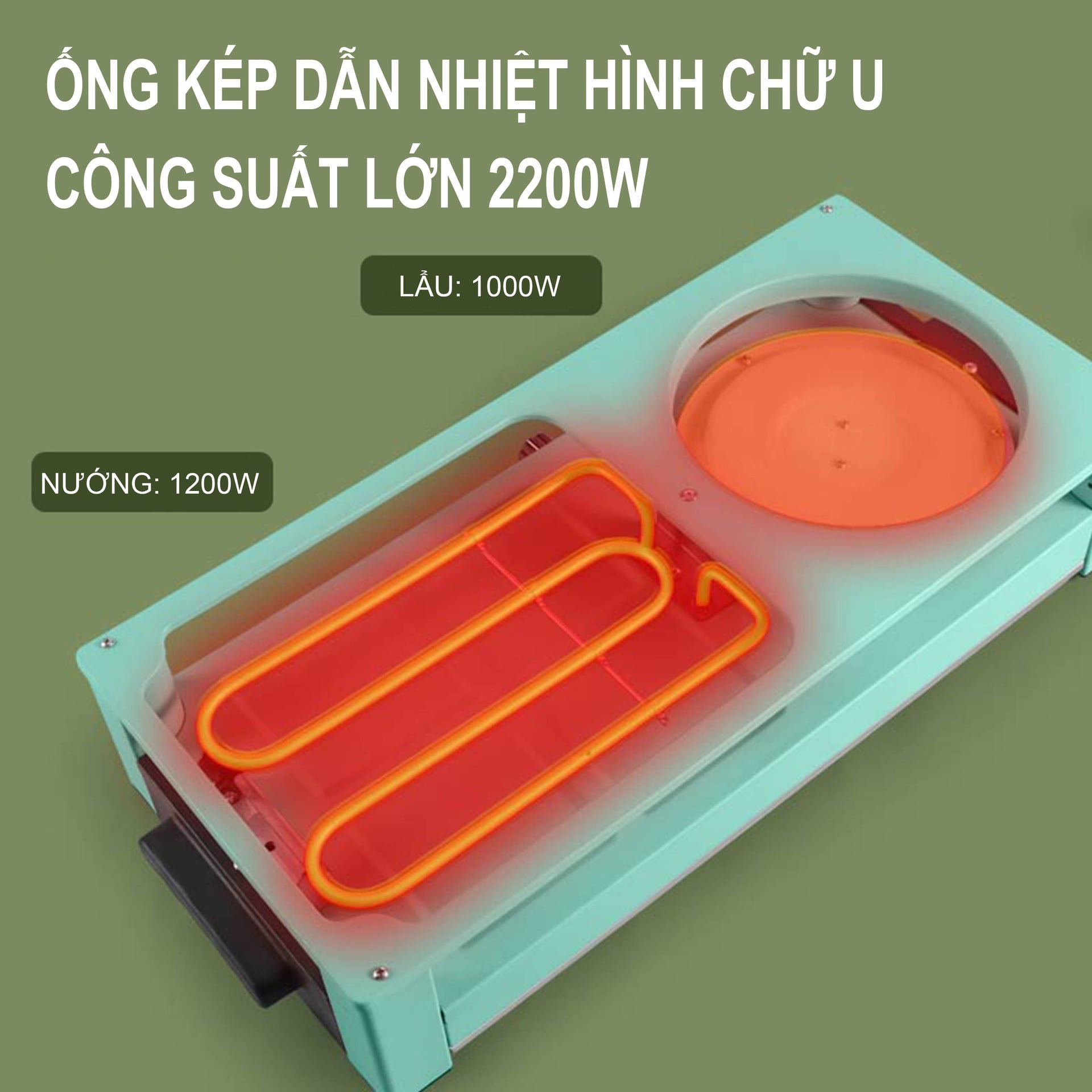 Bếp lẩu nướng 2 mâm nhiệt NSh DK-303 tích hợp vừa nướng vừa lẩu có 2 nút diều khiển riêng biệt