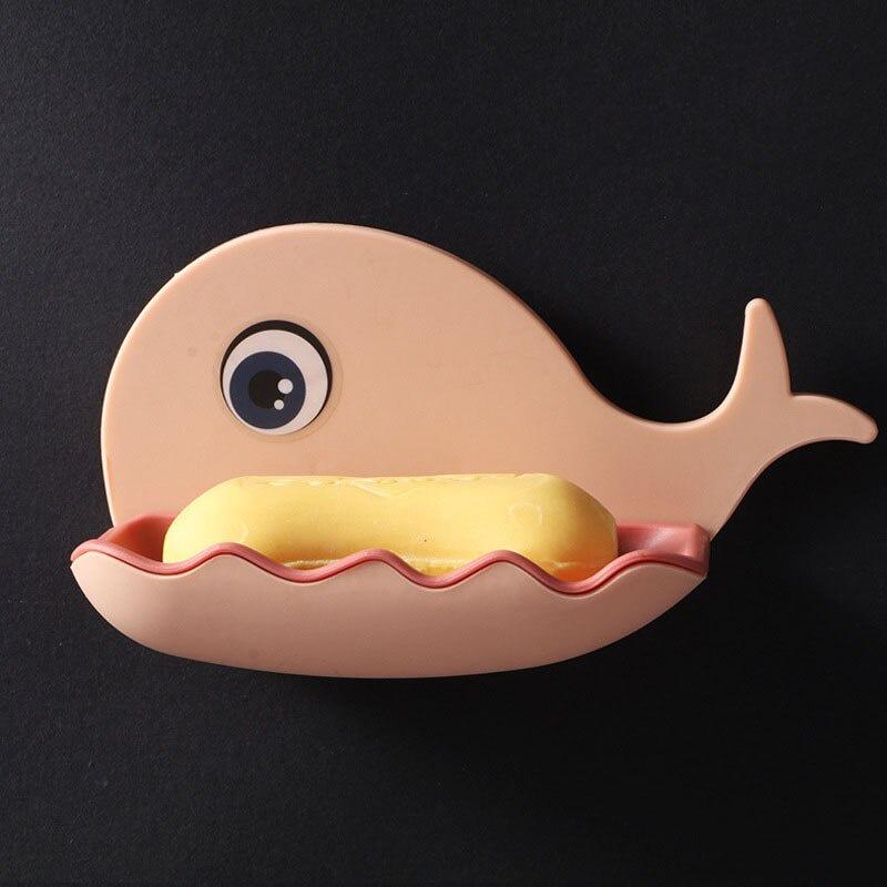 Whale Shape Seamless Wall-Mounted Soap Bathroom Shower Soap Holder Dish Storage Plate Tray Bathroom Supplies Bathroom Gadgets