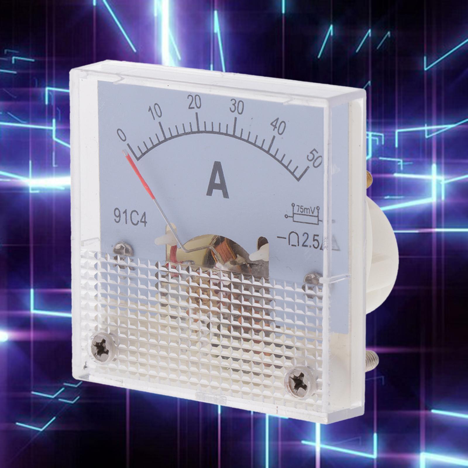 2Pcs DC Ammeter Analog Panel Meter Amp Meter Current Panel Meter Gauge 50A