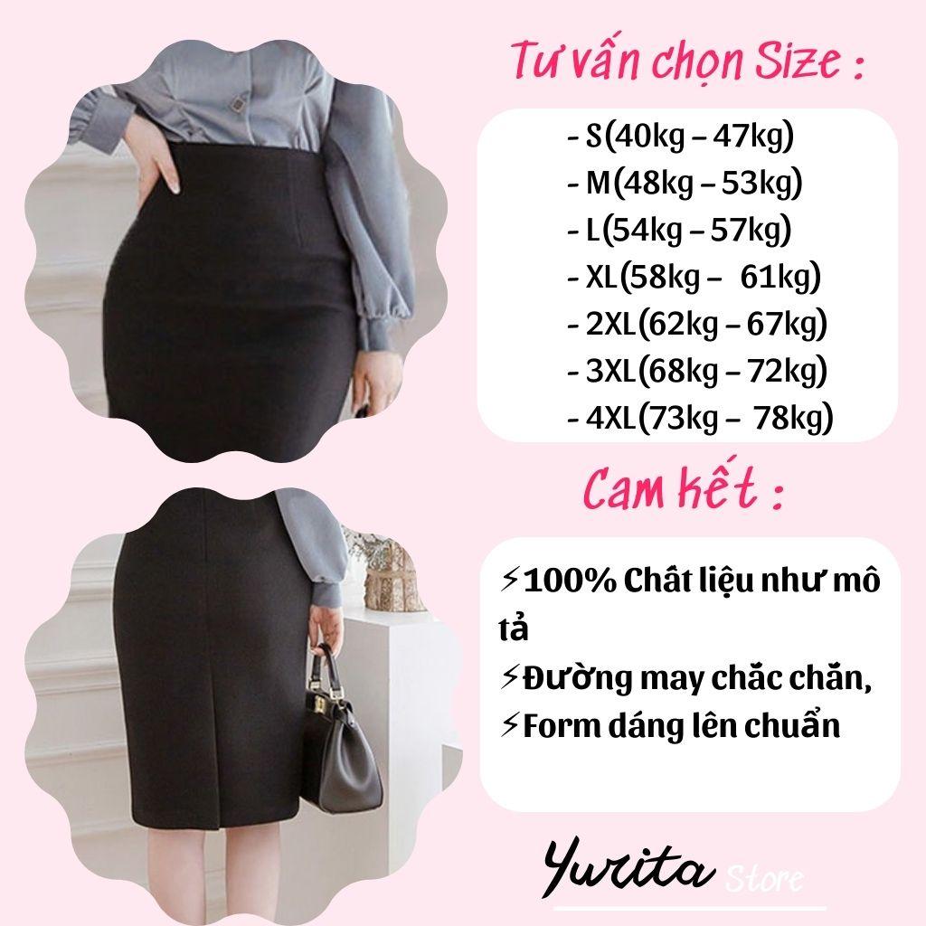 Chân Váy Bút Chì Cao Cấp Dáng Dài YURITA Ôm Body Cạp Cao Lưng Thun Màu Đen CV003 Chất Vải Umi Co Giãn 4 chiều Xẻ Sau