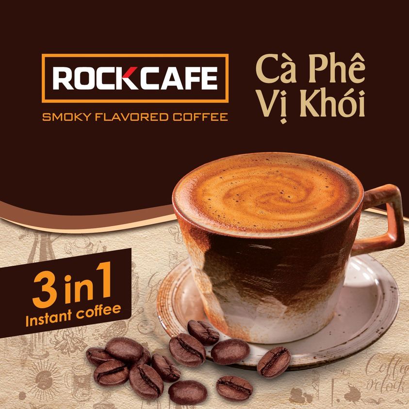 RockCafe - Cà phê vị khói 3 trong 1 (Hộp 12 gói x 20gr)